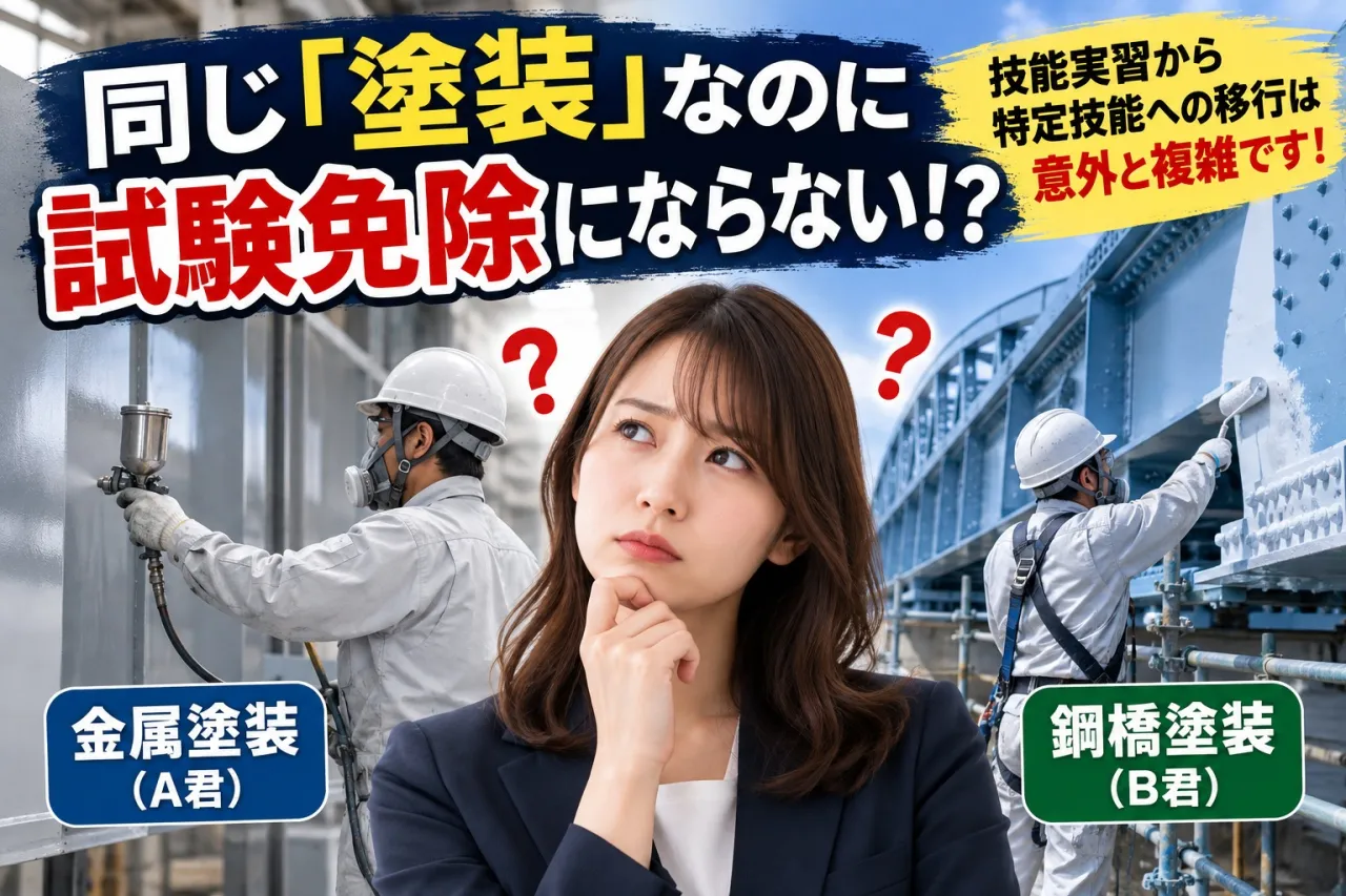 同じ「塗装」なのに試験免除にならない!?技能実習から特定技能への移行は意外と複雑です!