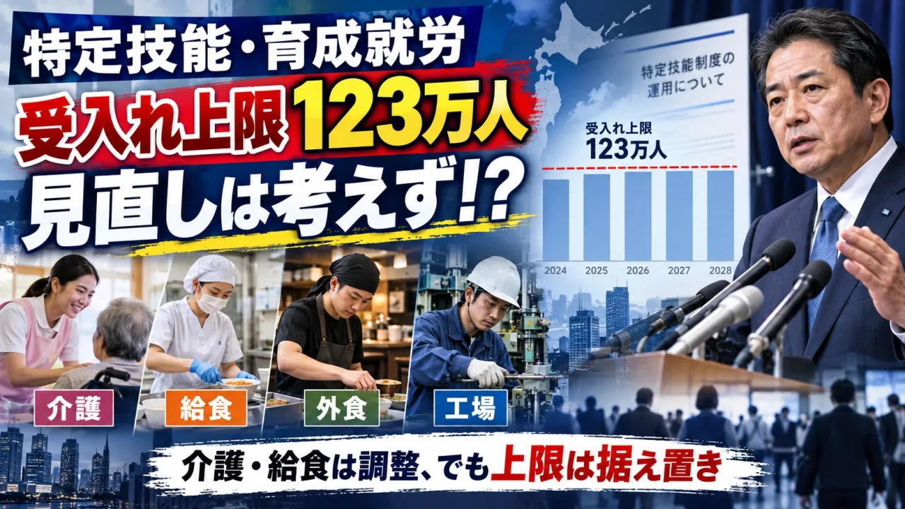 特定技能の受入れ上限123万人は見直さず！？それでは今後どうするのか・・・
